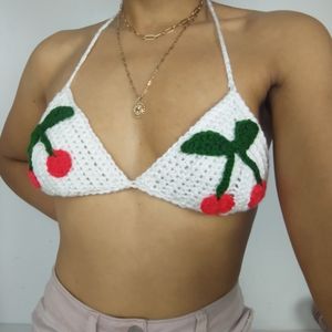 Crochet Bikini Cherry Top